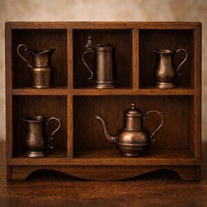 Vintage Bronze Miniature Diecast Metal Early American Kitchen Lot | Dollhouse
